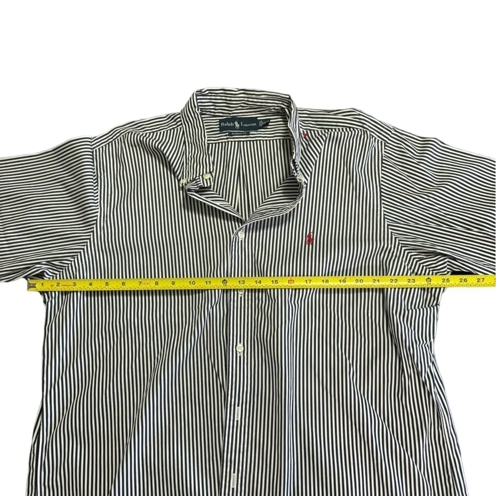 Ralph Lauren Polo Classic Button Up Shirt White Stripe classic fit size …